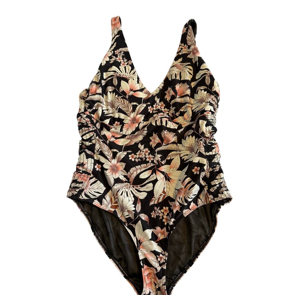 Sea Level Swim Australia Women's Plus 16 Beach Floral Smocked One Piece Swimsuit